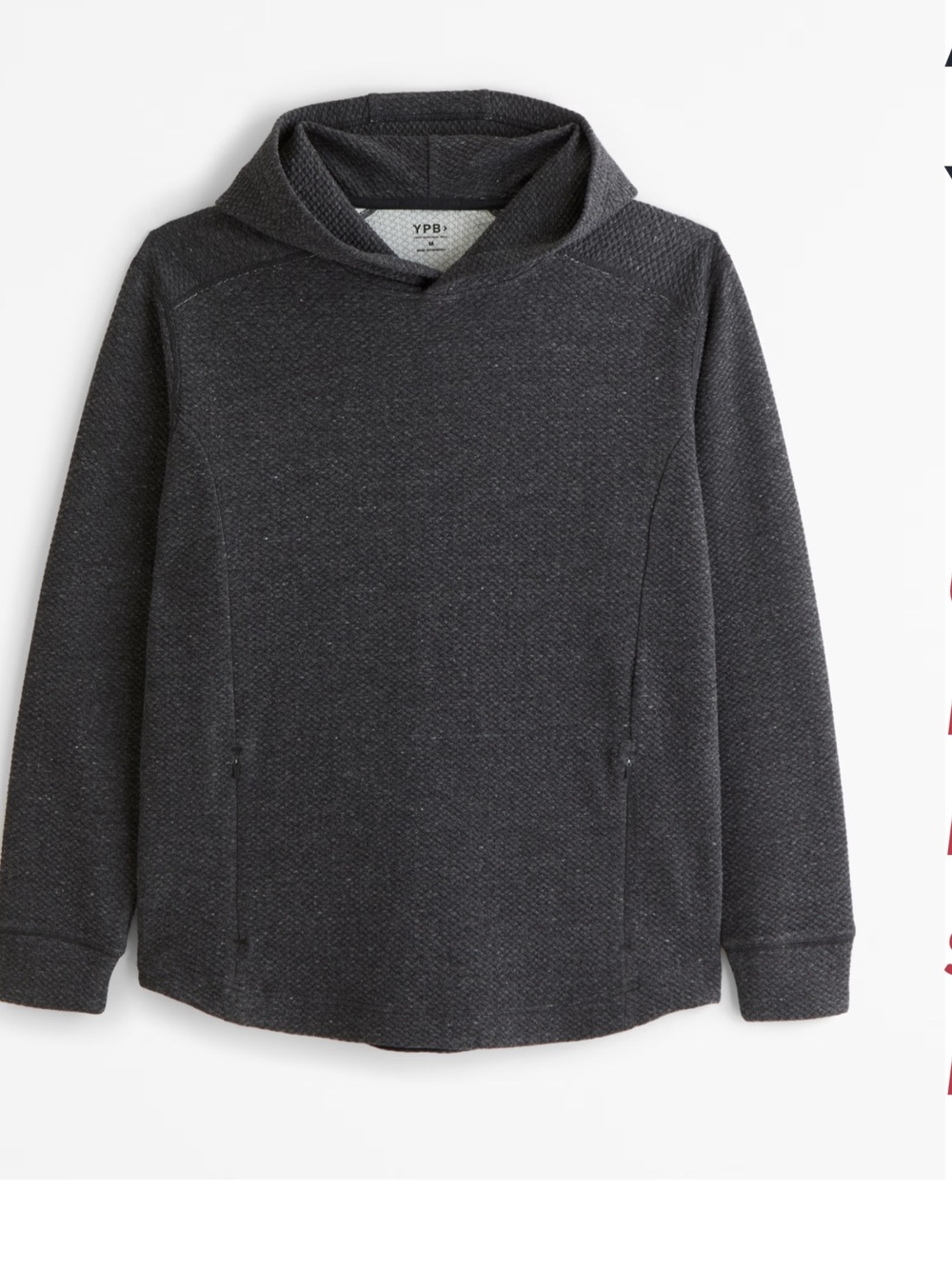 YPB Men's Dark Charcoal Hooded Pullover Sweater